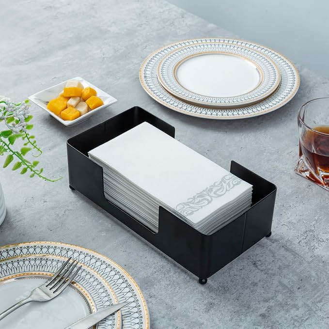MyGift Modern Matte Black Metal Folded Paper Towel Holder - Image 4