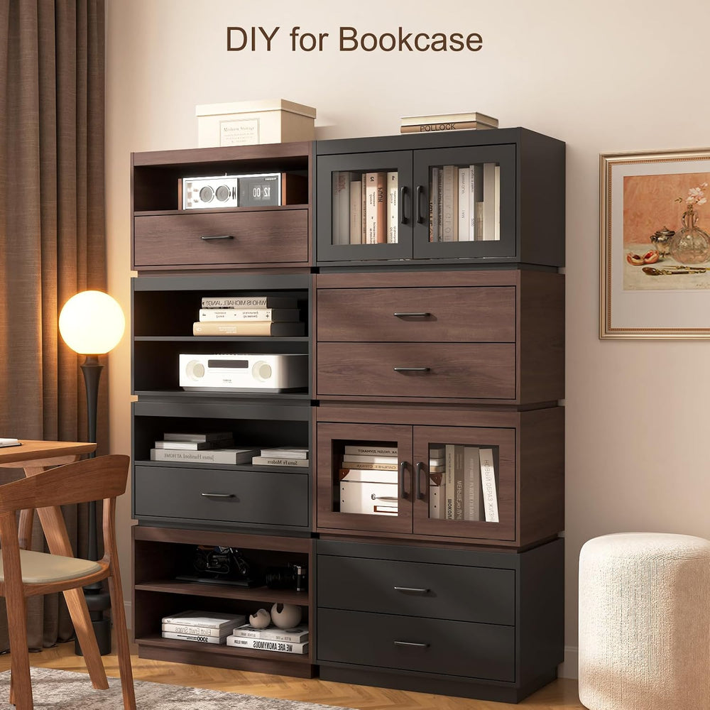 Stackable Storage with 2 Drawers, 28"W Storage Bins for Closet Organizers