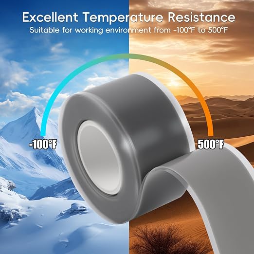 Self Fusing Silicone Tape 4 Rolls 1 in x 10' Grey Waterproof Rescue Tape Rubber - Image 5