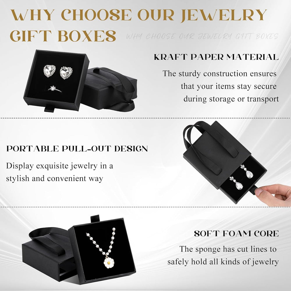 Kenning 50 Pack Jewelry Gift Boxes 3.1x3.1x1.2in Black Jewelry Packaging