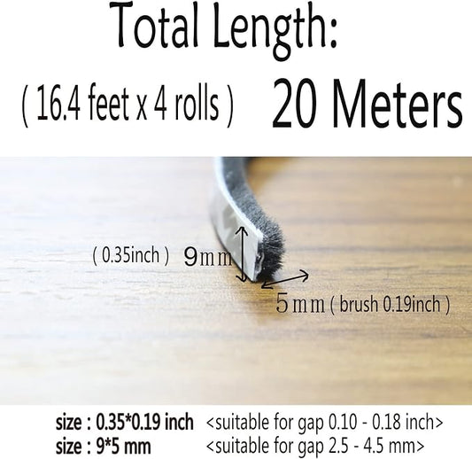 Window Weather Stripping Brush for Sliding Door Frame, Pile Self Adhesive - Image 2