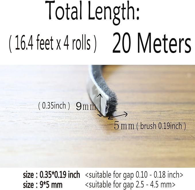 Door Sealers for Door Frame Felt Pile Weatherstripping for Sliding Window - Image 5