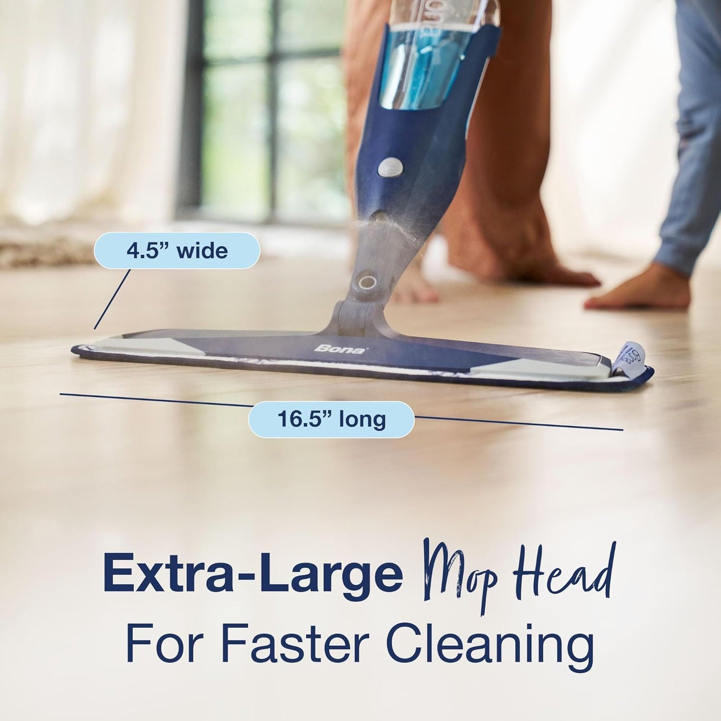 Bona Hardwood Floor Premium Spray Mop - Includes Wood Floor Cleaning Concentrate and Machine Washable Microfiber Cleaning Pad - Dual Zone Cleaning Design for Faster Cleanup