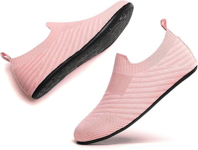 QZKDM Lightweight Slip on Grip Indoor House Slippers Barefoot Non Slip Home - Image 4