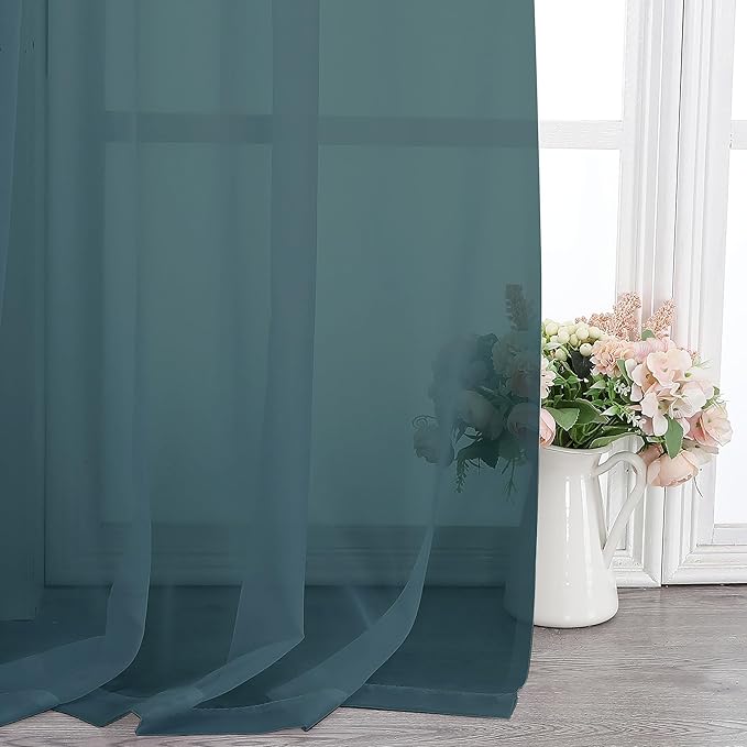 Chyhomenyc Stone Blue Sheer Curtains 72 Inch Length 2 Panels, Light Filtering - Image 9