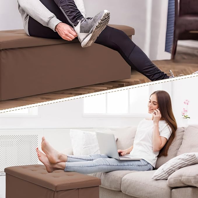 Athena Collection 43" Storage Ottoman Bench Folding Bench - Image 7