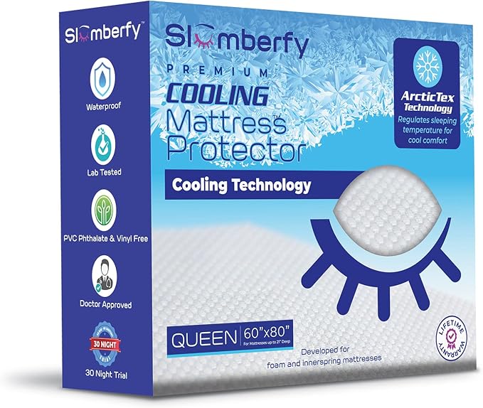 Queen Size Waterproof Cooling Mattress Protector by Slumberfy by Slumberfy