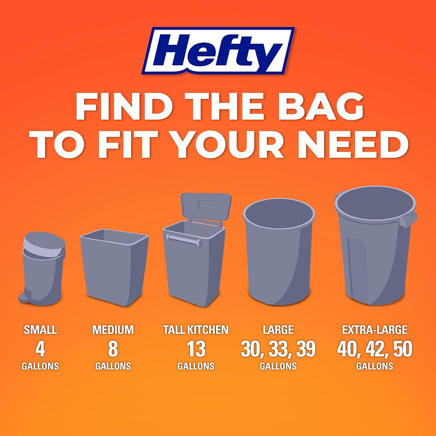 Hefty 4 Gallon Small Trash Bags, White, Fabuloso Lavender Scent, 52ct | Drawstring Closure, 4G Small White Trash Bags for Bathrooms, Dorm Rooms, Home Offices, Scented, Continuous Odor Control