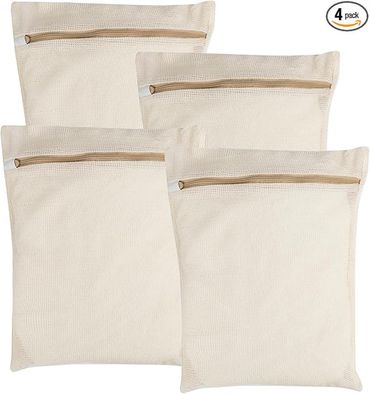 4-Piece Medium Durable Organic Cotton Mesh Laundry Bags by NAHADS