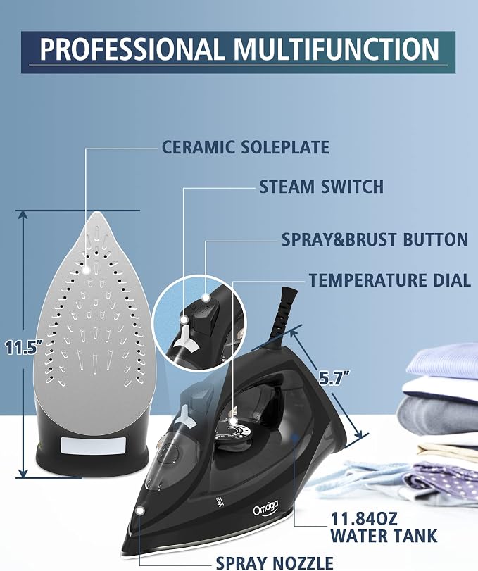 Steam Iron for Clothes, 1500W Iron - Image 2