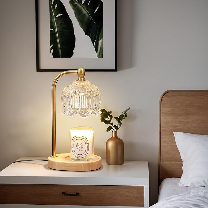 Candle Warmer Lamp with Timer Dimmable, Antique Brass Candle Lamp, Wax Melt - Image 8
