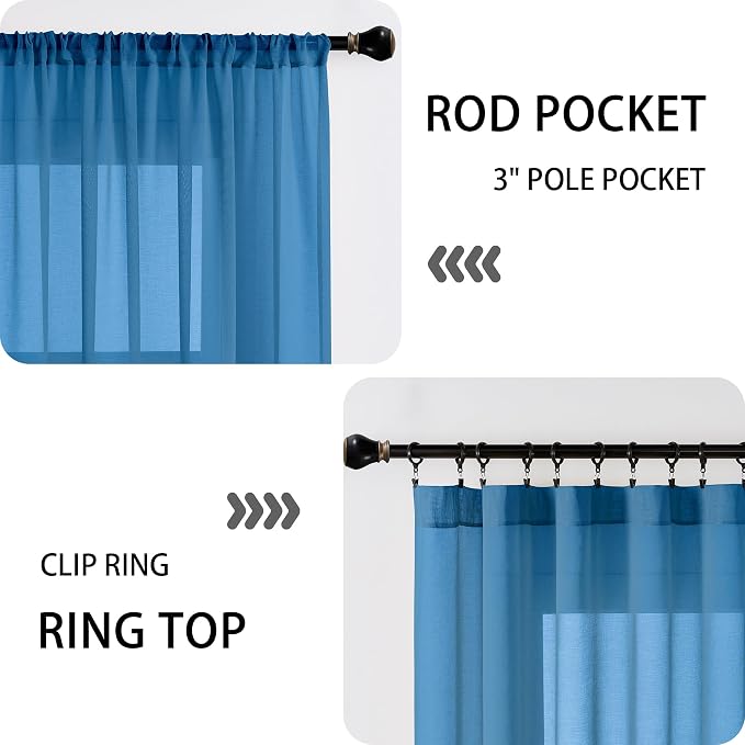 Tollpiz Sheer Door Curtain Closet Linen Textured Curtain Sheers Doorway Light - Image 5