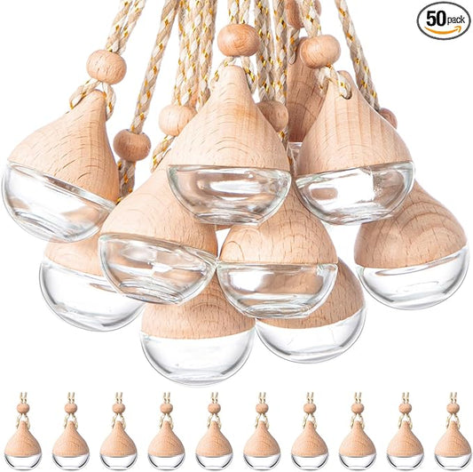 BBTO 50 Pcs Hanging Car Air Freshener Car Diffuser Bottles Empty Glass Perfume by BBTO