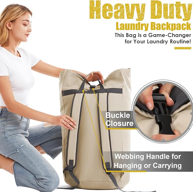 Heavy Duty Laundry Bag 115L, Sturdy Laundry Backpack Bag Extra Large, Dorm Room - Image 5