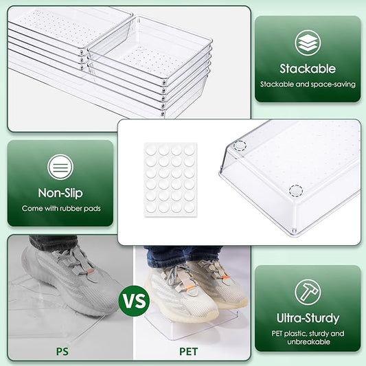 Criusia Drawer Organizer Set, Acrylic Non Slip Non Cracking Kitchen Drawer - Image 2