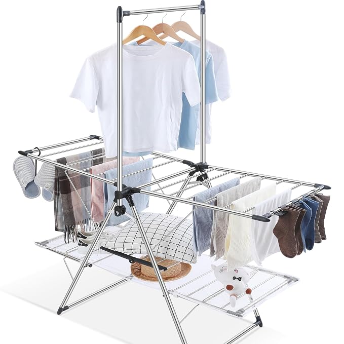 APEXCHASER Clothes Drying Rack, Foldable 2-Level Drying Racks by APEXCHASER