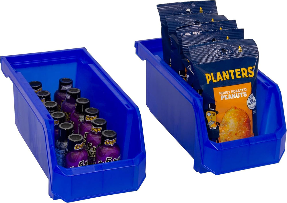 ReadySpace Medium Stackable Plastic Storage Bins, 8-Pack, Blue
