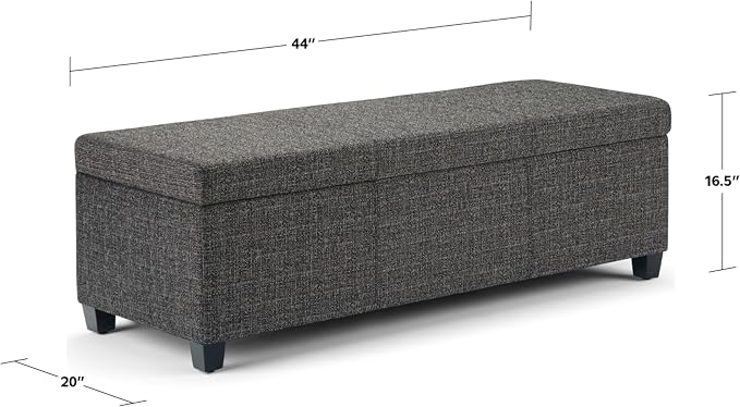 SIMPLIHOME Avalon 48 inch Wide Contemporary Rectangle Storage Ottoman Bench in - Image 3