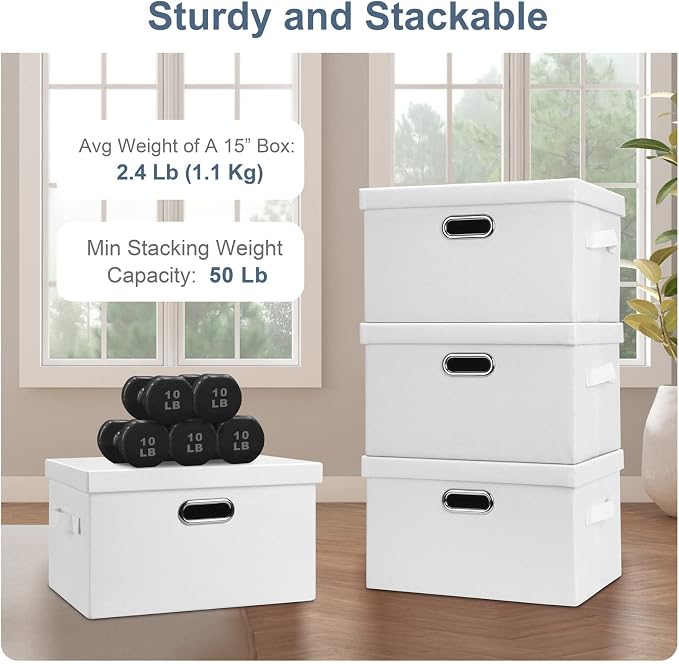 Medium 15" 21 Quart Collapsible Stackable Storage Bins - Image 4