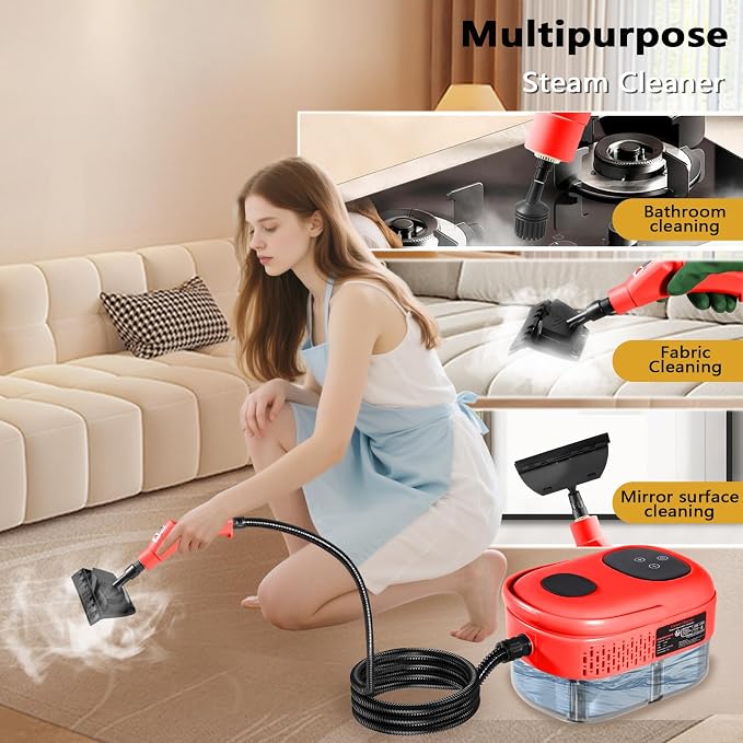 Handheld Steam Cleaner, 1000ml Water Tank, 15S Heat-up Time, Pressurized Steamer - Image 2