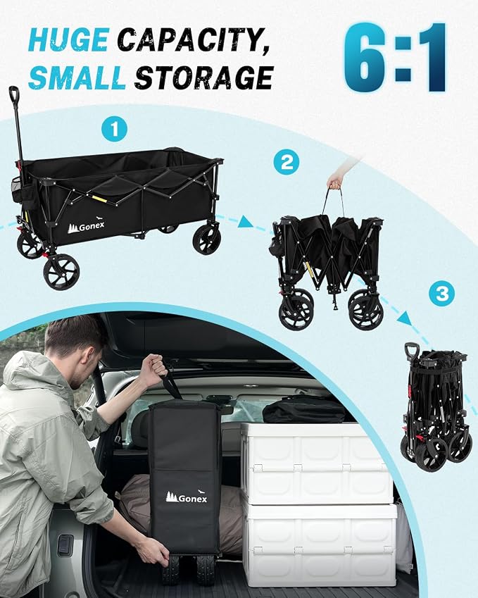 Gonex 48''L Collapsible Foldable Heavy Duty Oversized Wagon - Image 7
