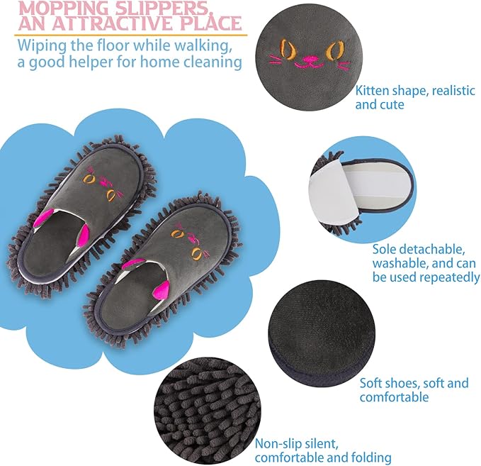 Warm Microfiber Slippers Floor Dust Dirt Hair Mop Slippers Shoes Anti-slip - Image 4