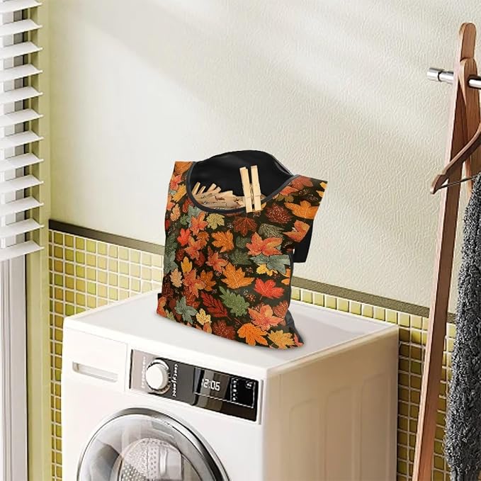Fashion Maple Leaf Laundry Clothespin Holder Bag - Image 3
