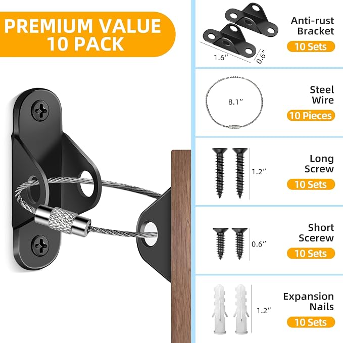 10-Pack Baby Proof Heavy Duty Furniture Anchors - Image 7