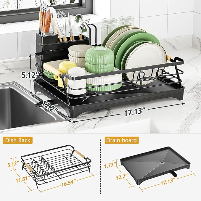 Epicano Dish Drying Rack for Kitchen Counter, Space-Saving Dish Rack, Rustproof - Image 5