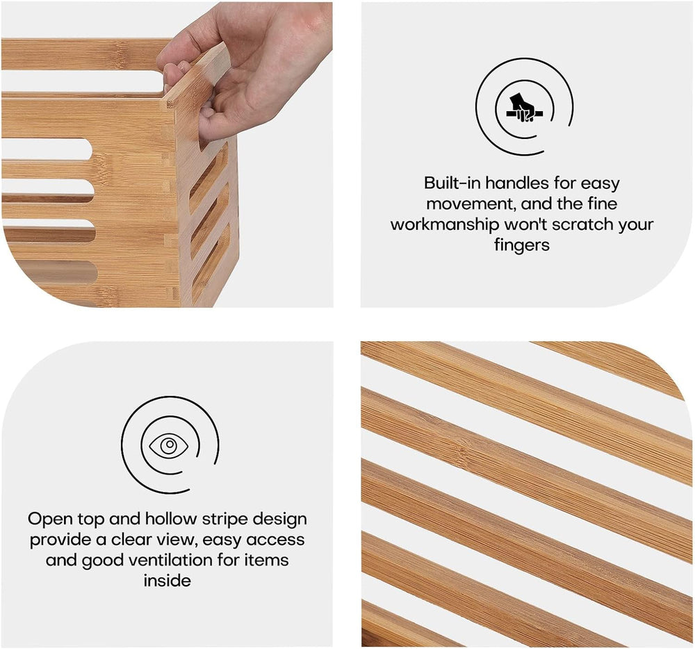 ANMINY Wood Storage Bins Crates, Nesting 3PCS, Mortise-Tenon