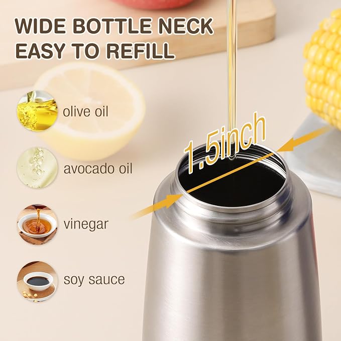 Vucchini Oil Dispenser Bottle Stainless Steel-Auto Flip Kitchen Oil and Vinegar - Image 6
