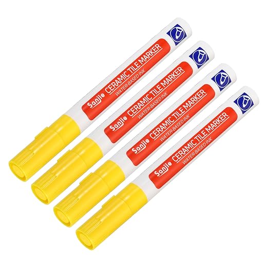 YOKIVE 4 Pcs Grout Paint Pen, Waterproof Yellow Paint Tile Marker, Restoring by YOKIVE