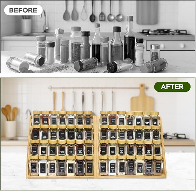 4 Tier Bamboo Spice Rack Organizer - Image 7