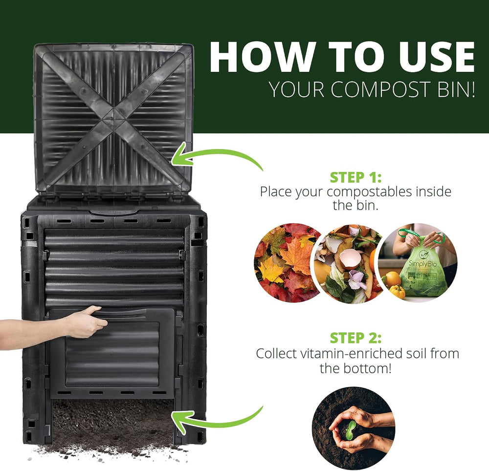 Simply Bio Garden Compost Bin from BPA-Free Material - 80 Gallon (300 L) Larg...