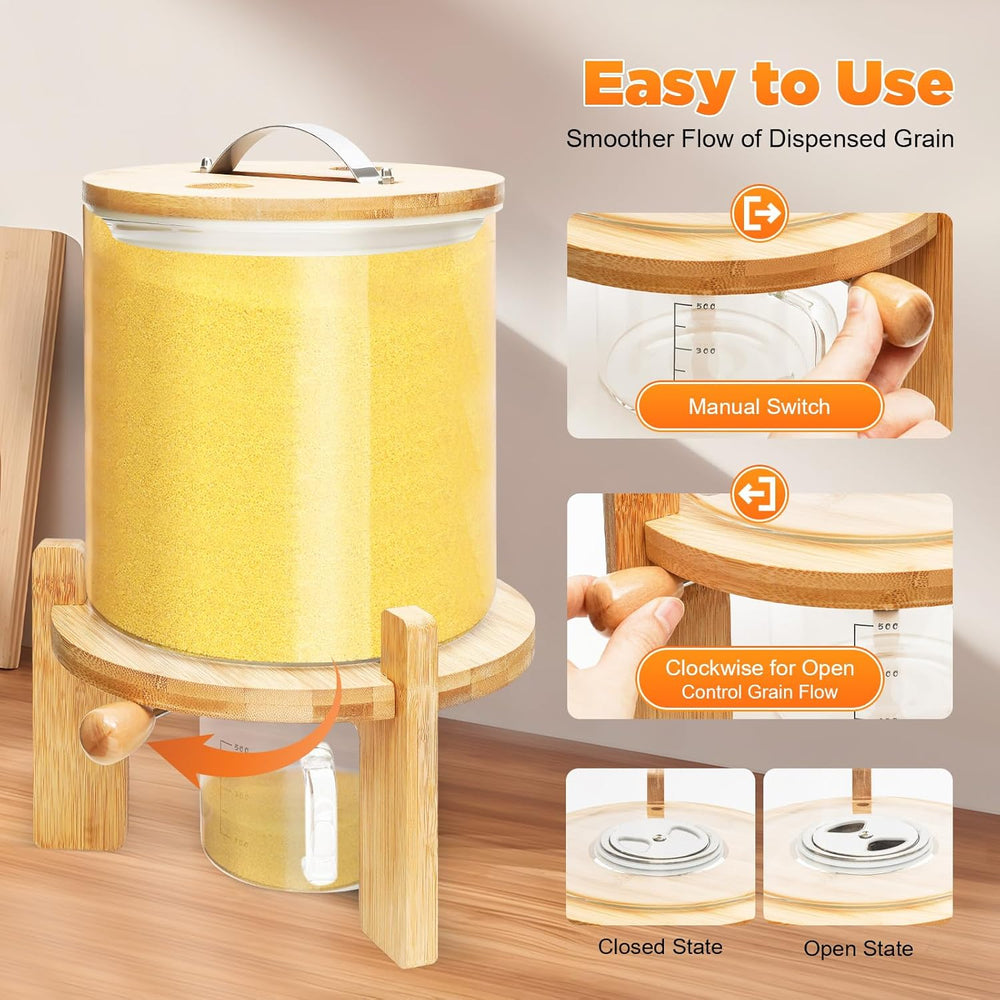 Rice Dispenser, 5L/7.5L Cereal Containers Storage with Valve+Lid+Thermometer+...