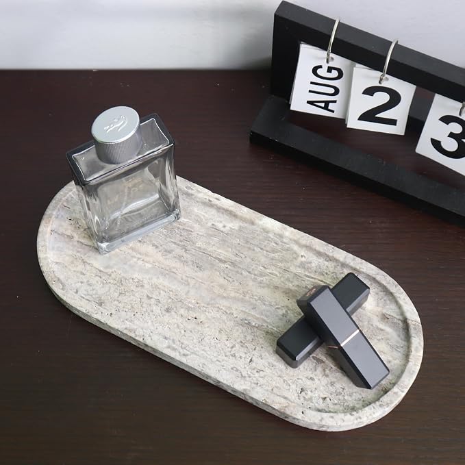Natural Marble Tray, Oval Vanity Decorative Tray - Image 5