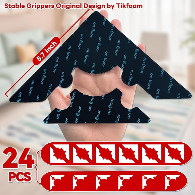 Rug Non Slip Grippers, Reusable Keep Rug Corner Down Tape Pads - Image 2