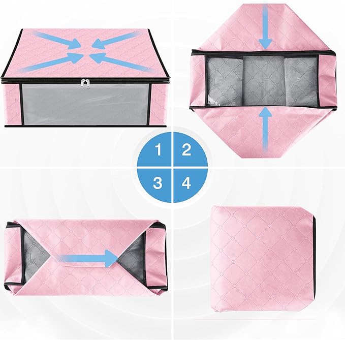 HomeHacks Storage 4-Pack Clothes Organizer Storage Bags Foldable Storage Box - Image 3