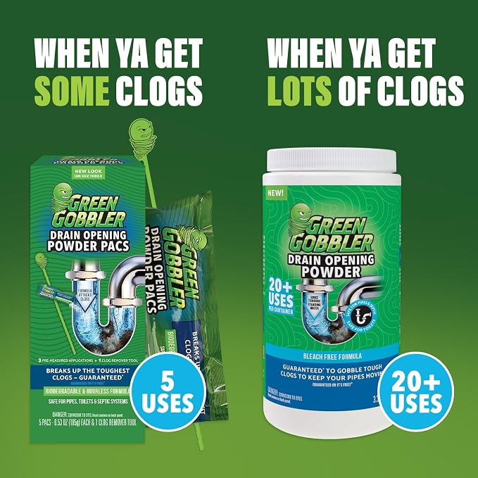 Green Gobbler Drain Clog Remover & Drain Cleaner Powder, 20+ Treatments - Image 7