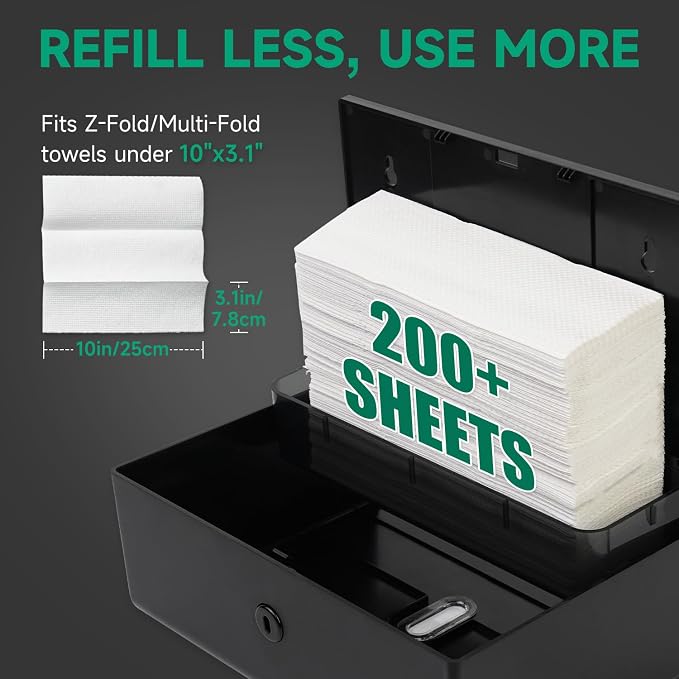 Wall-Mounted Paper Towel Dispenser – Fits Tri-Fold Towels up to 10x3.1 Inches - Image 2