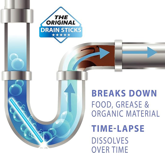 SANI 360° Sani Sticks Drain Cleaner and Deodorizer, Unscented Enzyme Pipe - Image 2