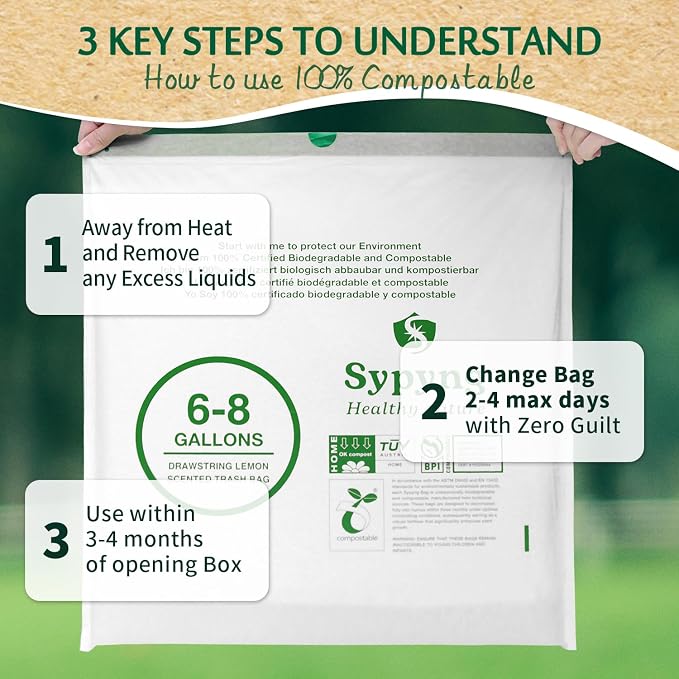 Compostable Trash Bags 6-8 Gallon – Heavy Duty, 1.1 Mil Thick, 100% - Image 6