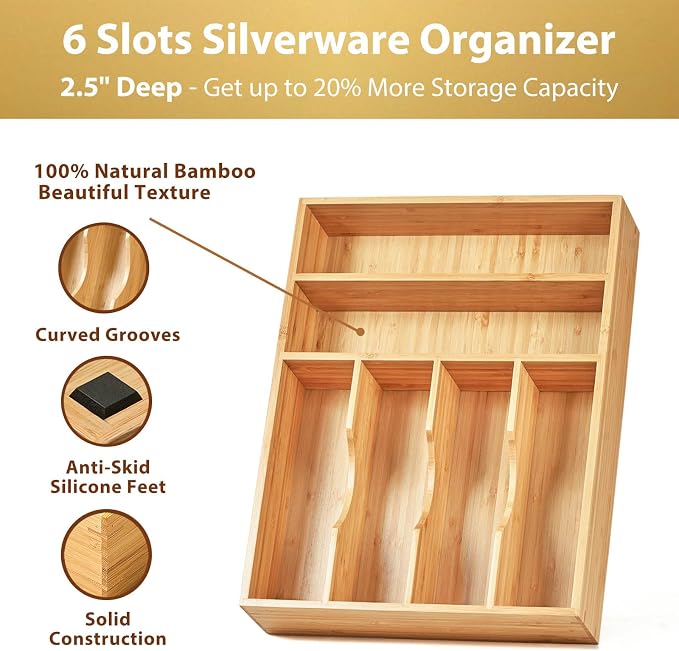 Umilife Kitchen Drawer Organizer, 12 Inch Silverware Utensil Tray Holder - Image 2