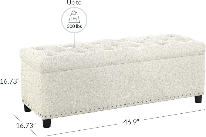 BELLEZE 47" Storage Ottoman, Storage Bench