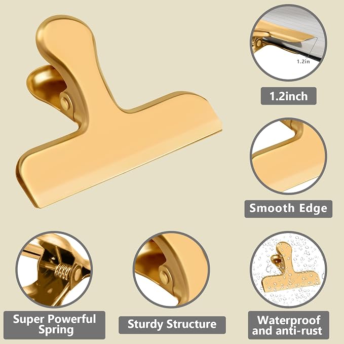 8 Pack 3 Inch Wide Stainless Steel Chip Clips Food Bag Clips Heavy Duty Food - Image 3
