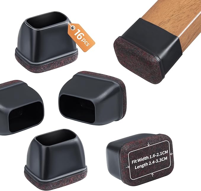 Ezprotekt 16 Pcs Rectangle Black Felt Chair Leg Floor Protectors by VisittheEzprotekt