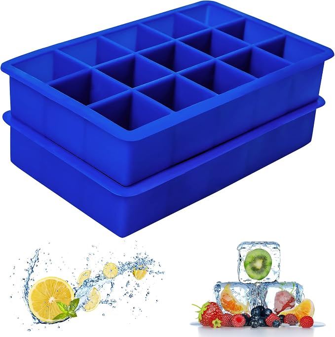 Ozera 2 Pack Silicone Ice Cube Tray, Ice Cube Trays by Ozera