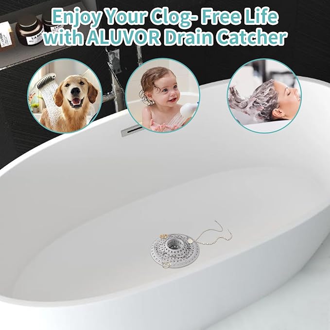 Bathtub Drain Hair Catcher, Silicone Tub Hair Catcher Drain Protector, - Image 3