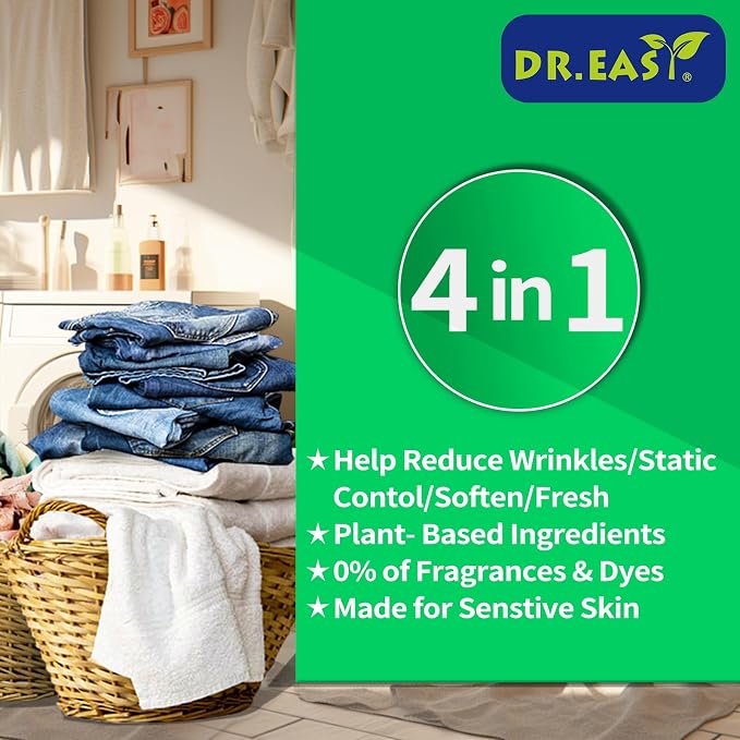 DR.EASY SUMMER FRESH Dryer Sheets Plant Based Formula 200 Ct Fabric Softener - Image 2