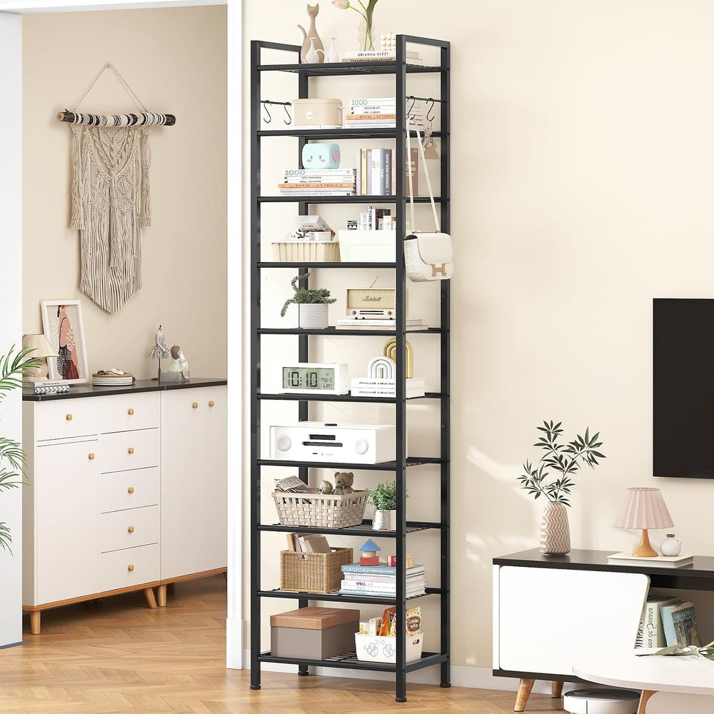 usikey 10 Tiers Narrow Shoe Rack 20-30 Pairs, Sturdy Metal Tall Shoe Rack She...